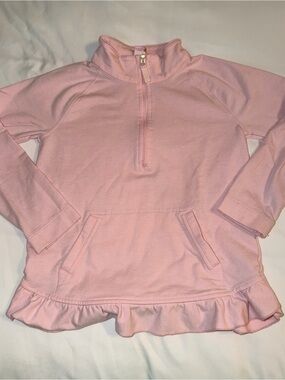 Lilly Pulitzer Light Pink Half-Zip Ruffle Hem Pullover